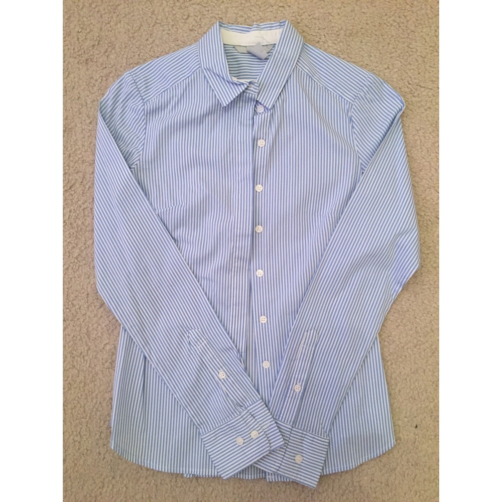 H&M Blue/White Striped Button Down Shirt Size 2